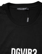 Black DG Vib3 Print Cotton Crew Neck T-shirt