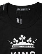 Schwarzes DG King Crown Baumwoll-T-Shirt mit Rundhalsausschnitt