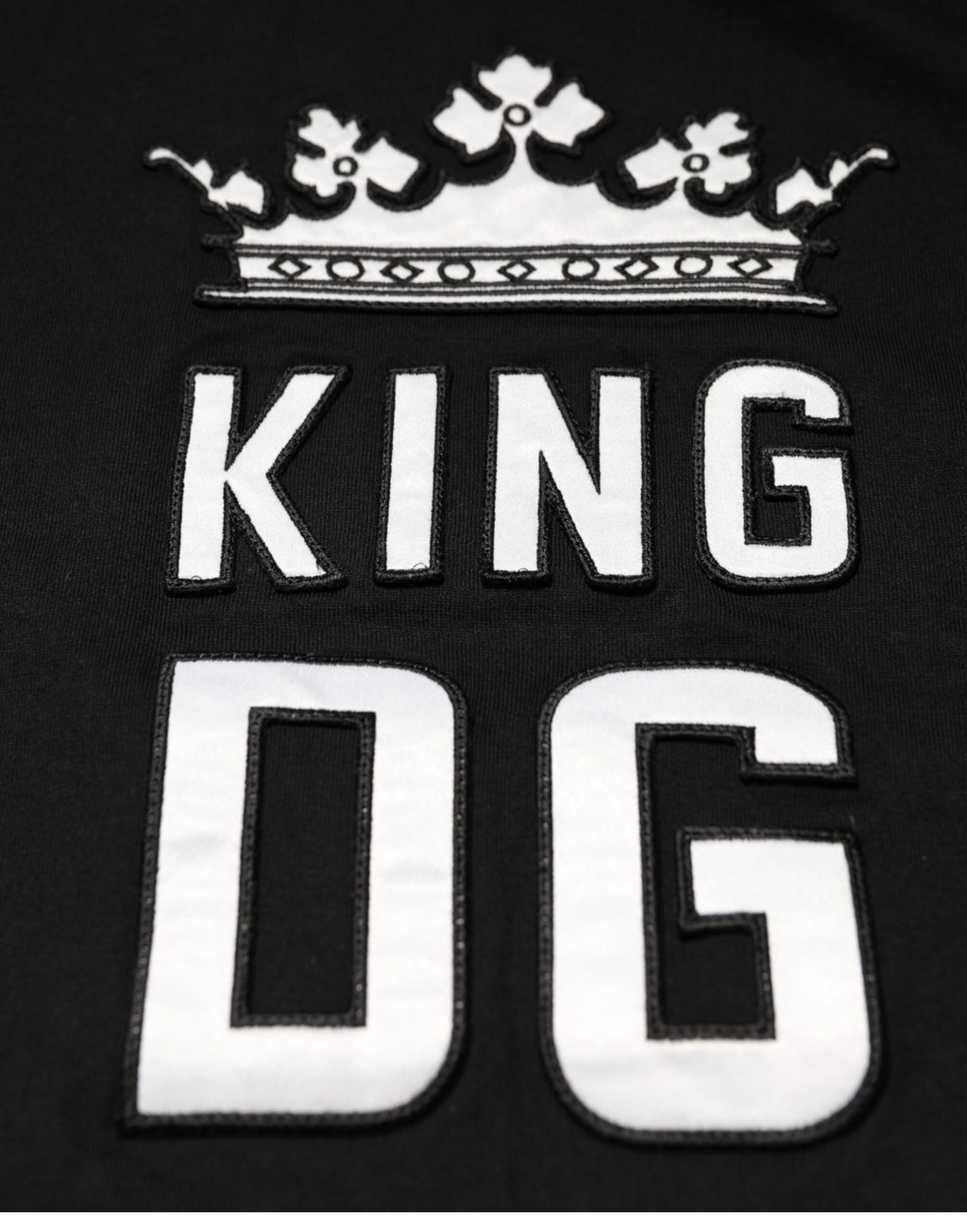 Schwarzes DG King Crown Baumwoll-T-Shirt mit Rundhalsausschnitt