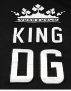 Schwarzes DG King Crown Baumwoll-T-Shirt mit Rundhalsausschnitt