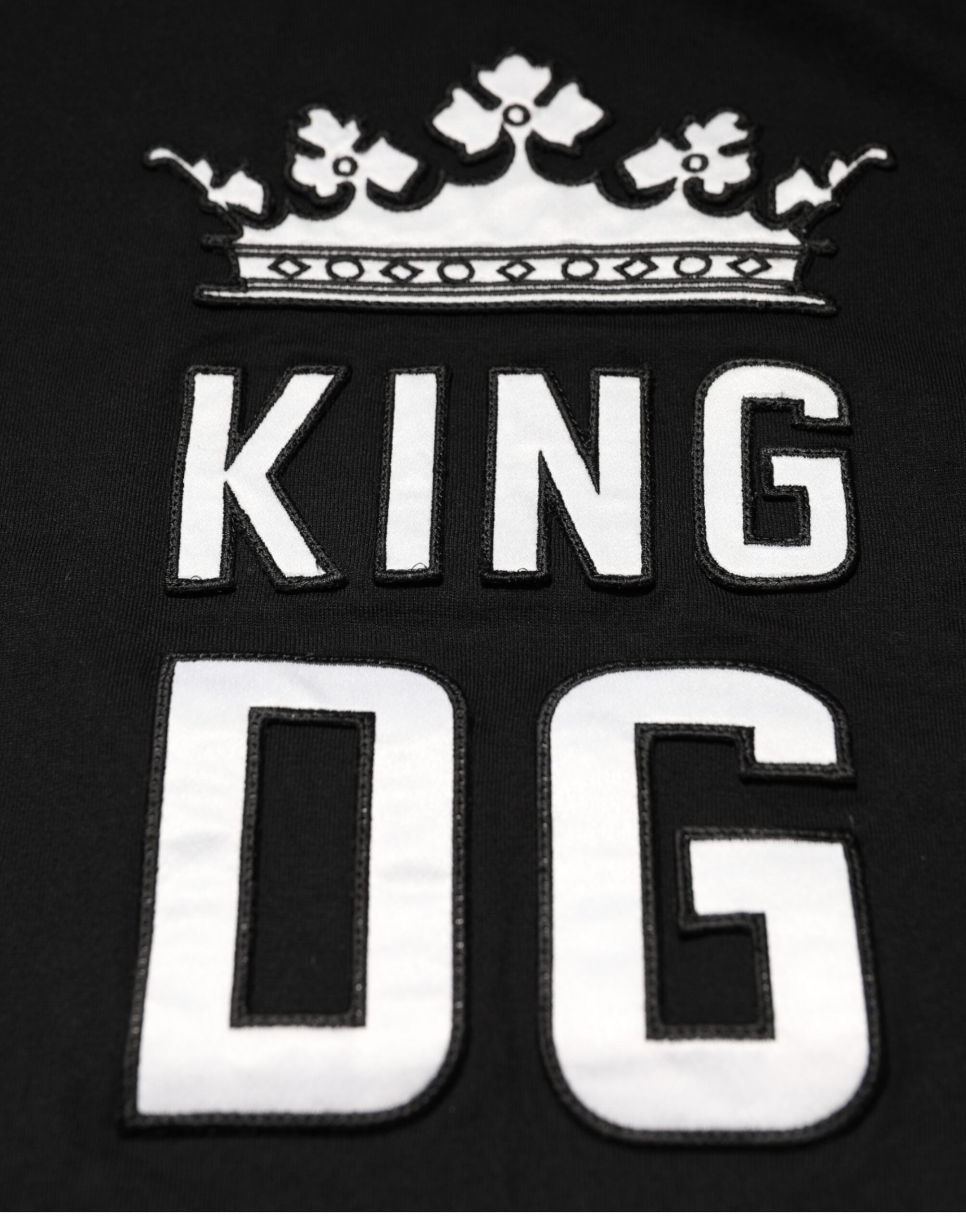 Schwarzes DG King Crown Baumwoll-T-Shirt mit Rundhalsausschnitt