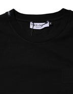 Black Cotton Crew Neck Short Sleeves T-shirt