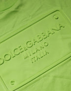 Green Embossed Logo Cotton Crew Neck T-shirt