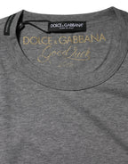 Gray Cotton Crew Neck Short Sleeves T-shirt
