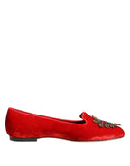 Red Velvet DG Heart Loafers Flats Shoes