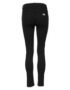 Black Cotton Skinny Mid Waist Denim Jeans