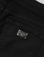 Black Cotton Skinny Mid Waist Denim Jeans