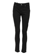 Schwarze Skinny Mid Waist Jeans aus Baumwolle