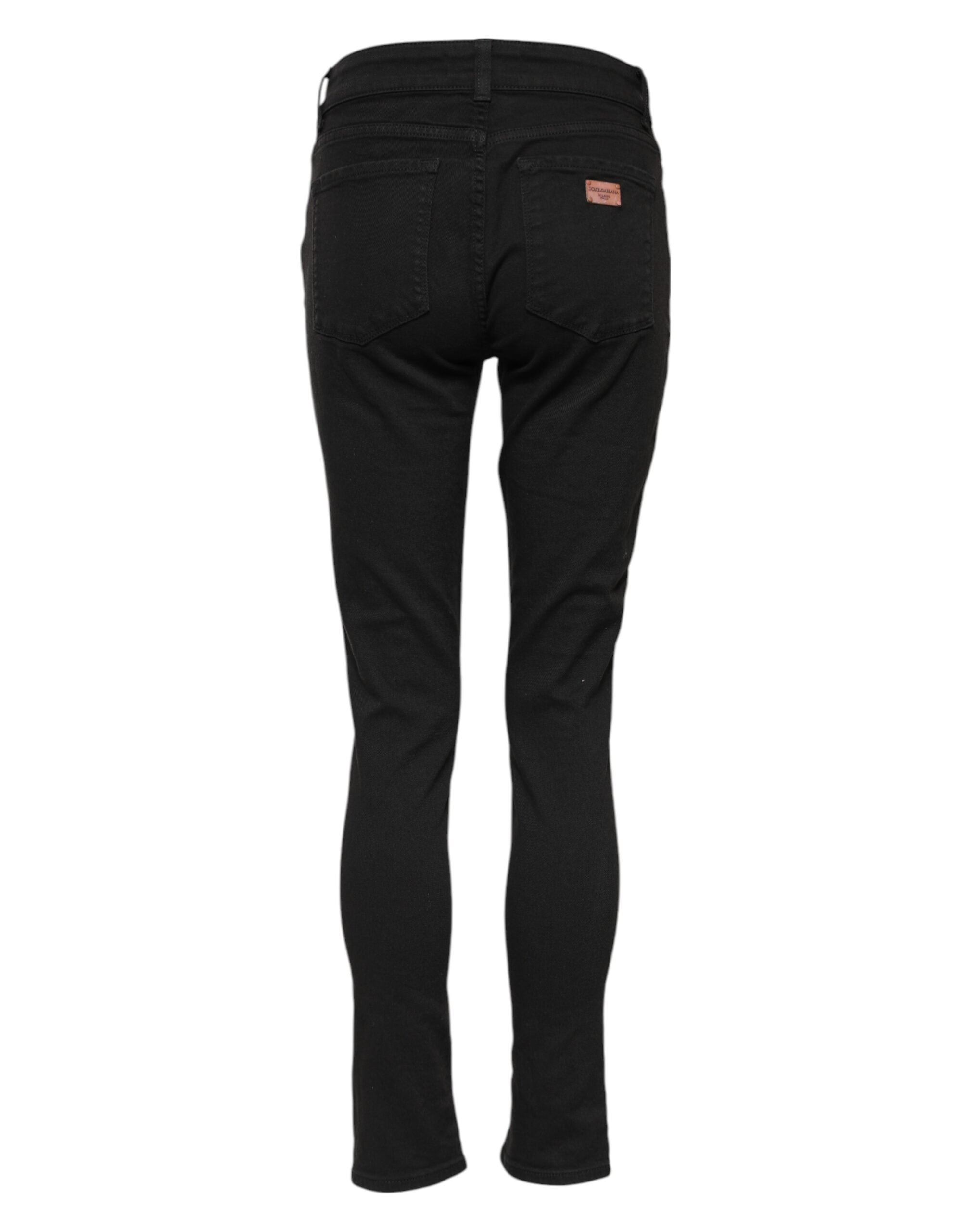 Schwarze Skinny Mid Waist Jeans aus Baumwolle