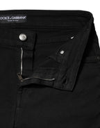 Schwarze Skinny Mid Waist Jeans aus Baumwolle