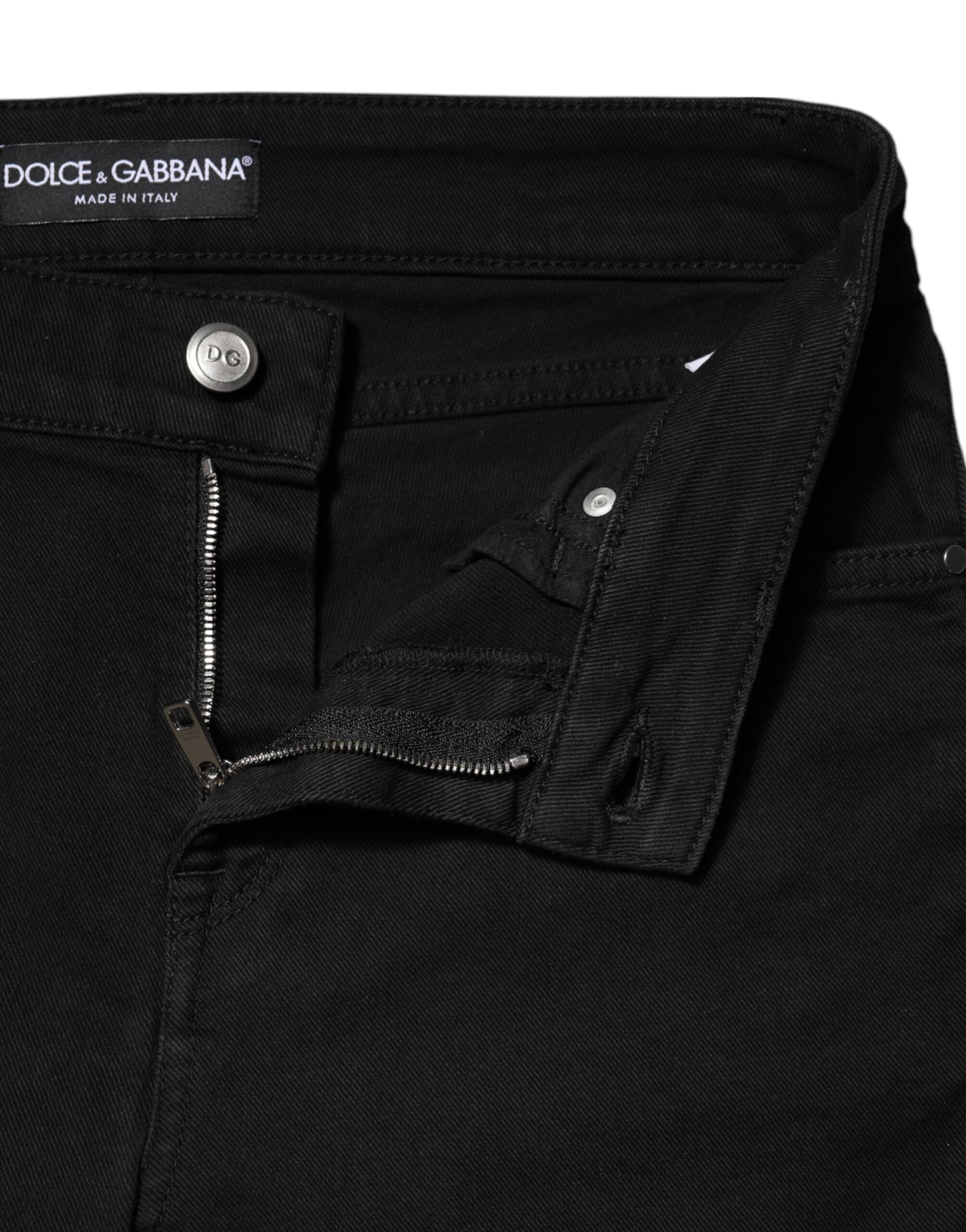 Schwarze Skinny Mid Waist Jeans aus Baumwolle