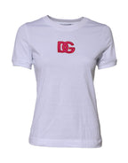Weißes Baumwoll-T-Shirt mit DG-Logo-Stickerei