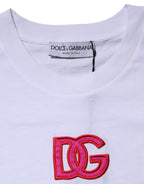 Weißes Baumwoll-T-Shirt mit DG-Logo-Stickerei
