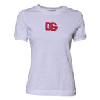 Weißes Baumwoll-T-Shirt mit DG-Logo-Stickerei