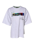 Weißes T-Shirt mit Aufdruck und kurzen Ärmeln aus Baumwolle