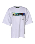 Weißes T-Shirt mit Aufdruck und kurzen Ärmeln aus Baumwolle