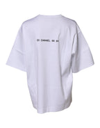 Weißes T-Shirt mit Aufdruck und kurzen Ärmeln aus Baumwolle