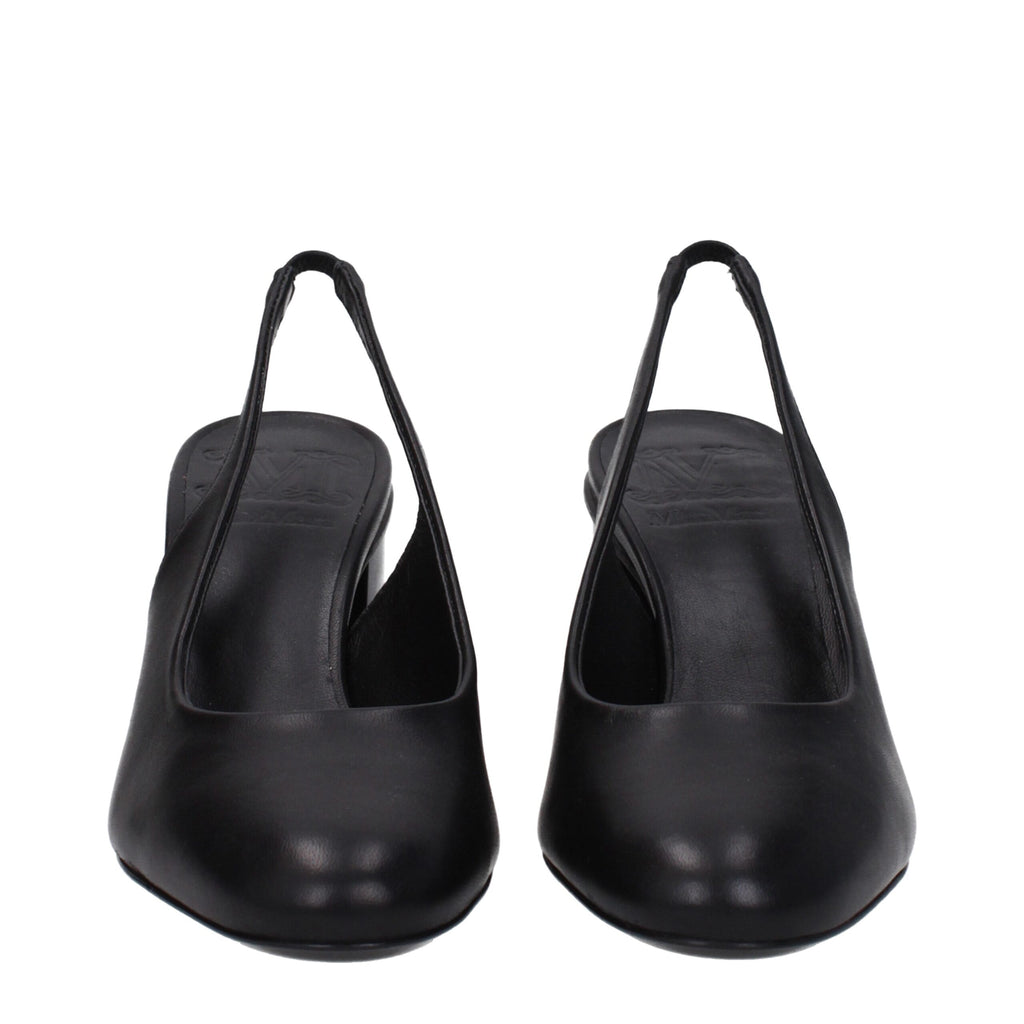 Black Leather High Heel Pumps