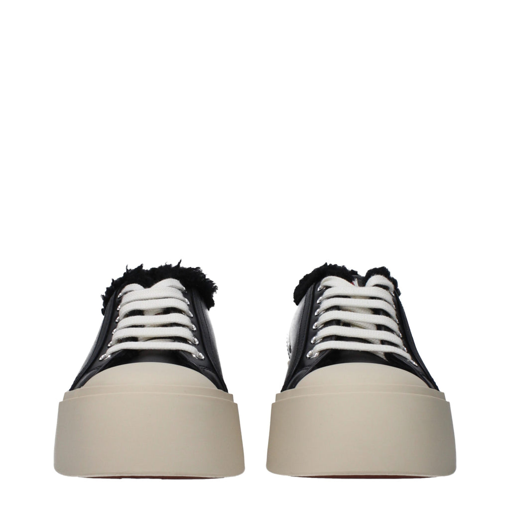 Black Leather Chunky Sneakers