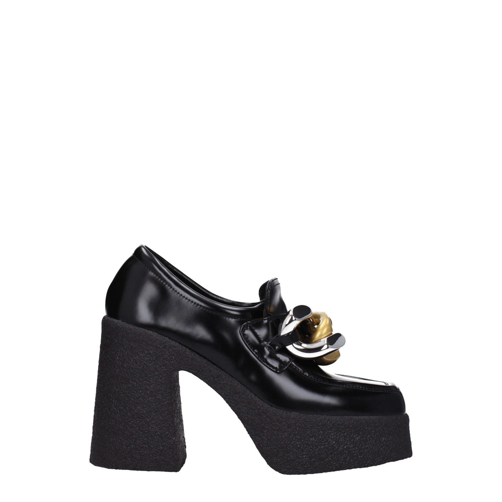 Schwarze Plateau-Slipper aus Leder
