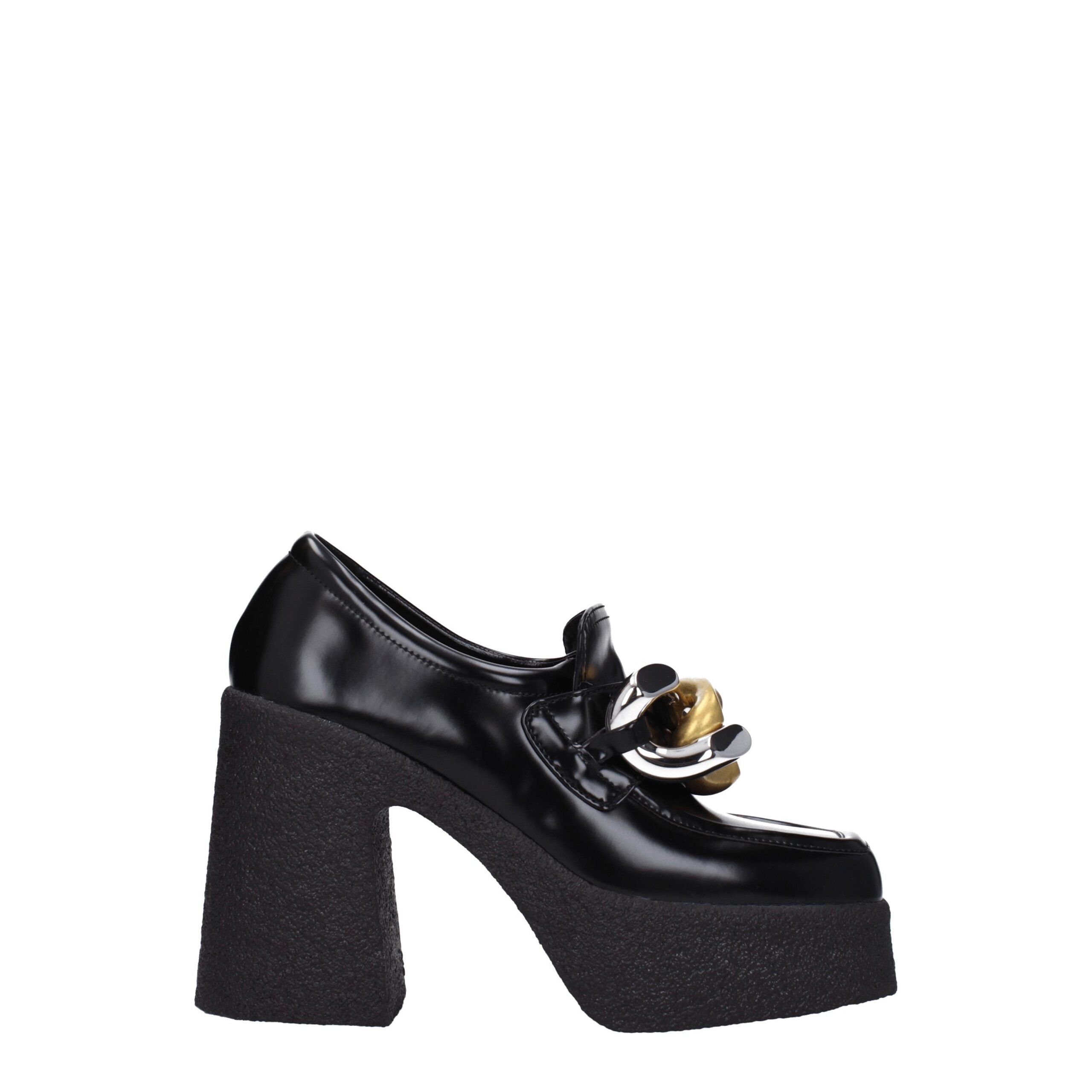 Schwarze Plateau-Slipper aus Leder