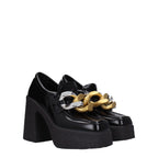 Schwarze Plateau-Slipper aus Leder