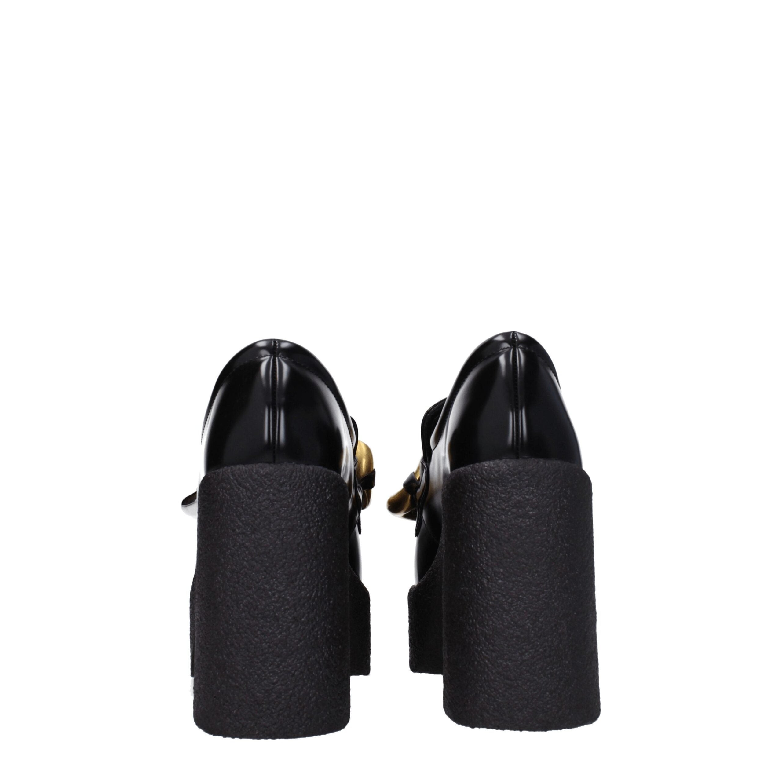 Schwarze Plateau-Slipper aus Leder