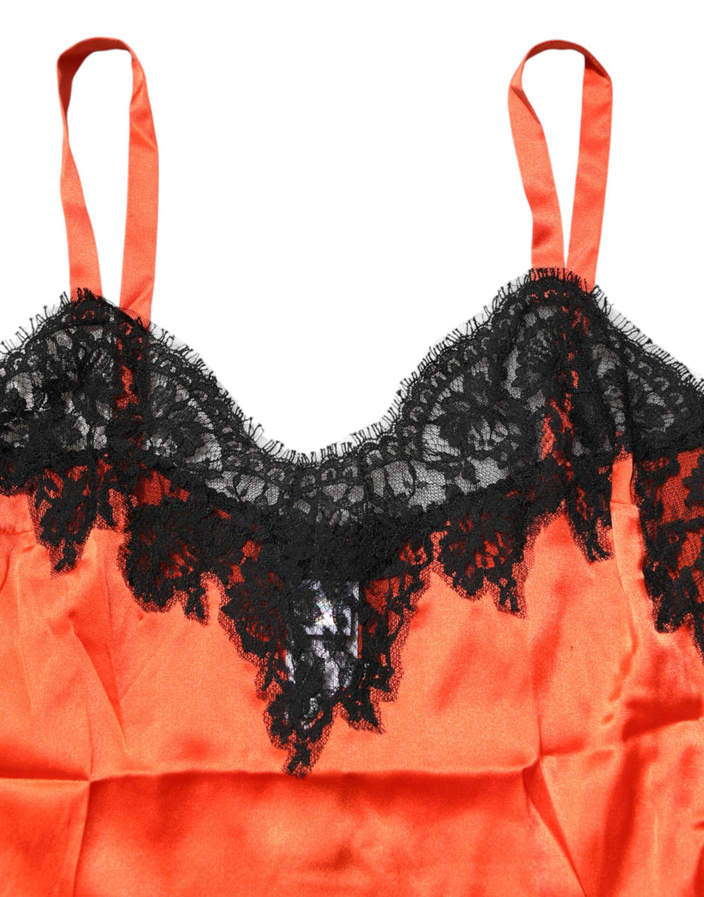 Top senza maniche in seta con finiture in pizzo rosso e nero
