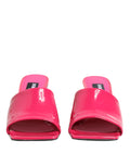 Pink Open Toe Block Heel Mules Sandals Shoes