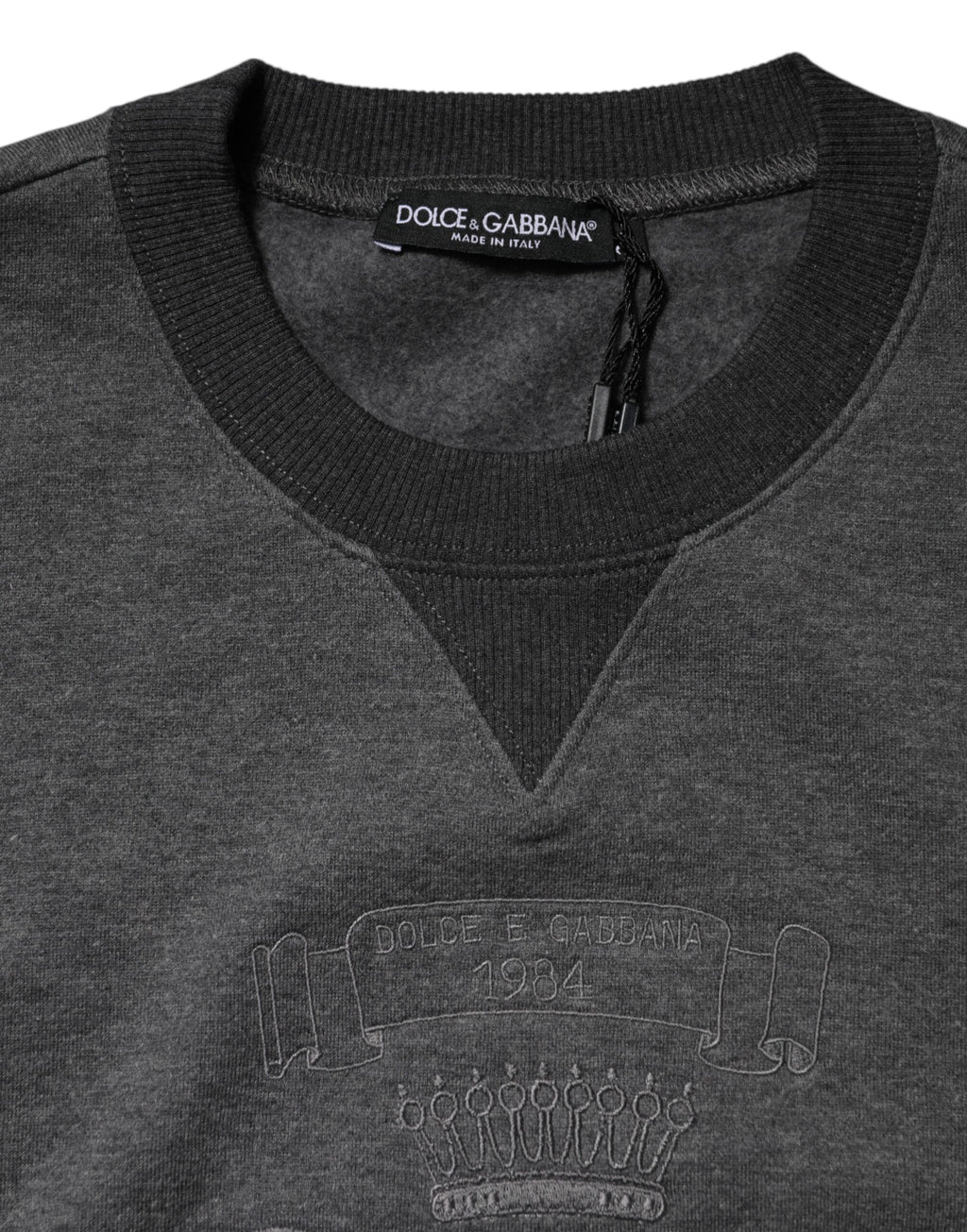Gray DG Logo Embroidered Pullover Sweater