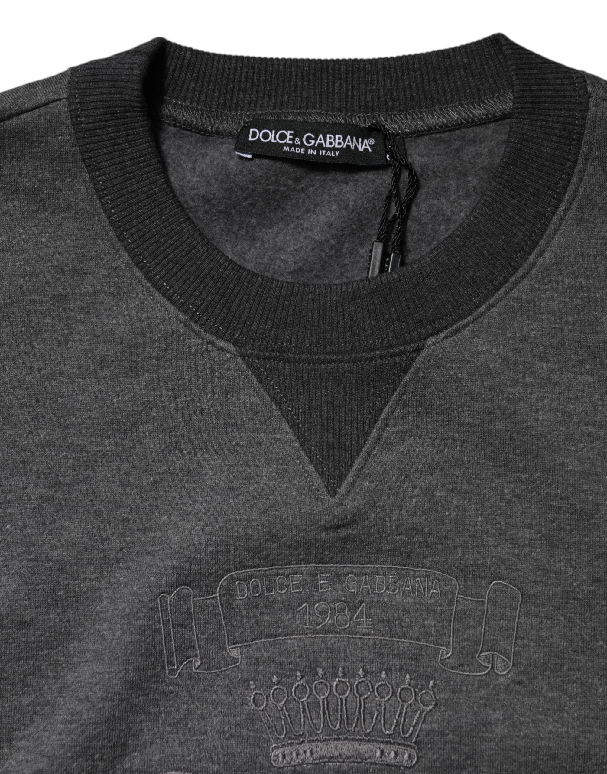 Gray DG Logo Embroidered Pullover Sweater
