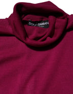 Fuchsia Wool Long Sleeves Turtleneck Sweater
