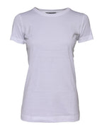 White Cotton Crew Neck Short Sleeves T-shirt