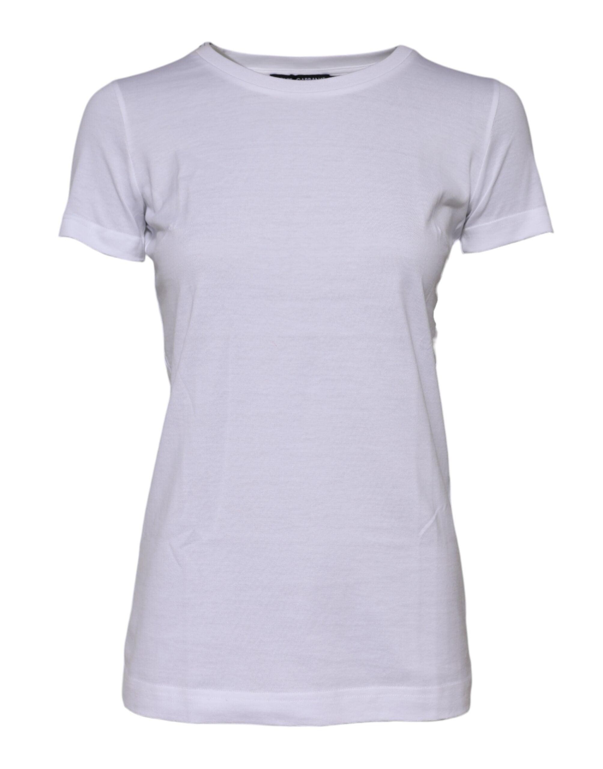 White Cotton Crew Neck Short Sleeves T-shirt