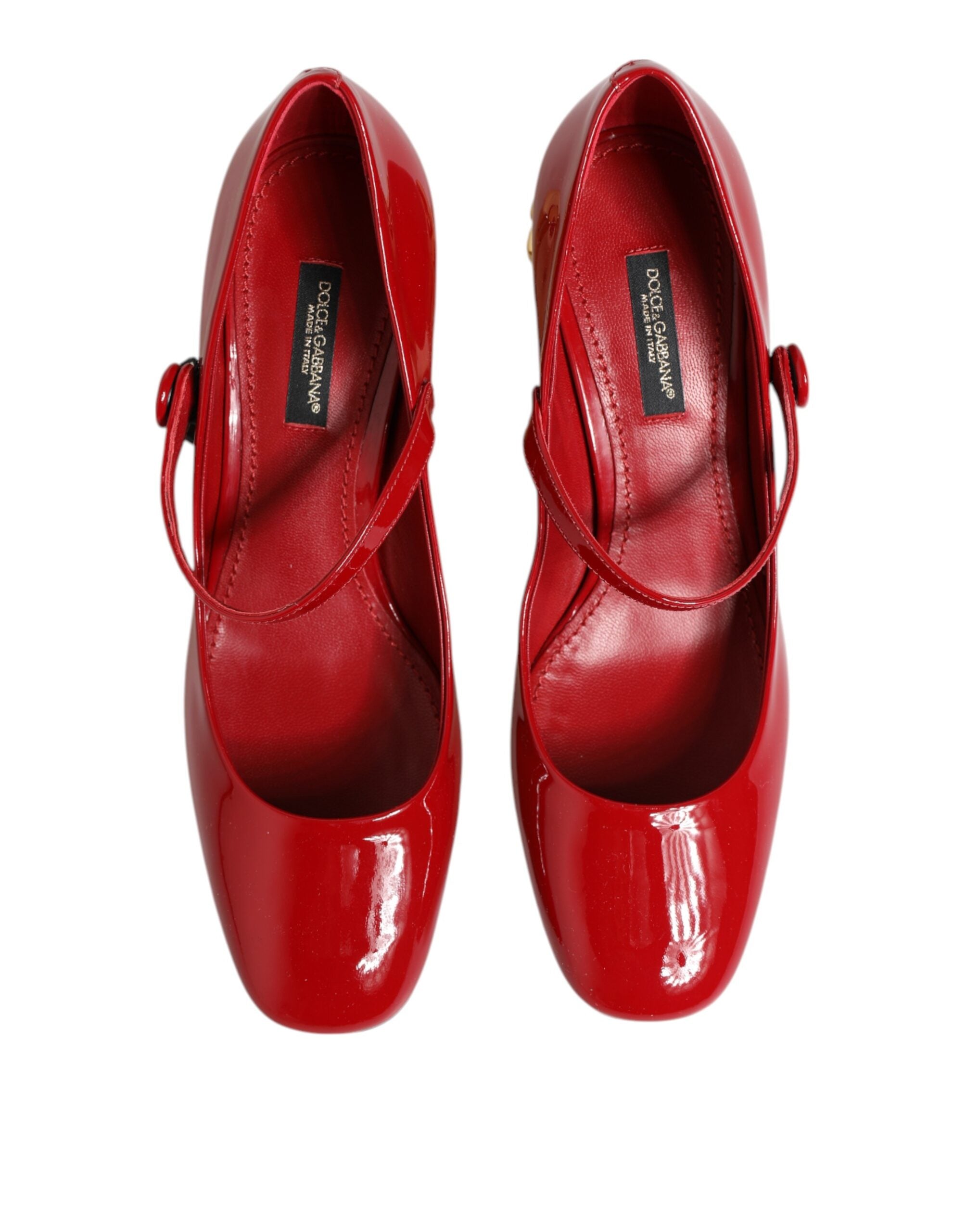 Sandali con tacco in pelle rossa con logo DG