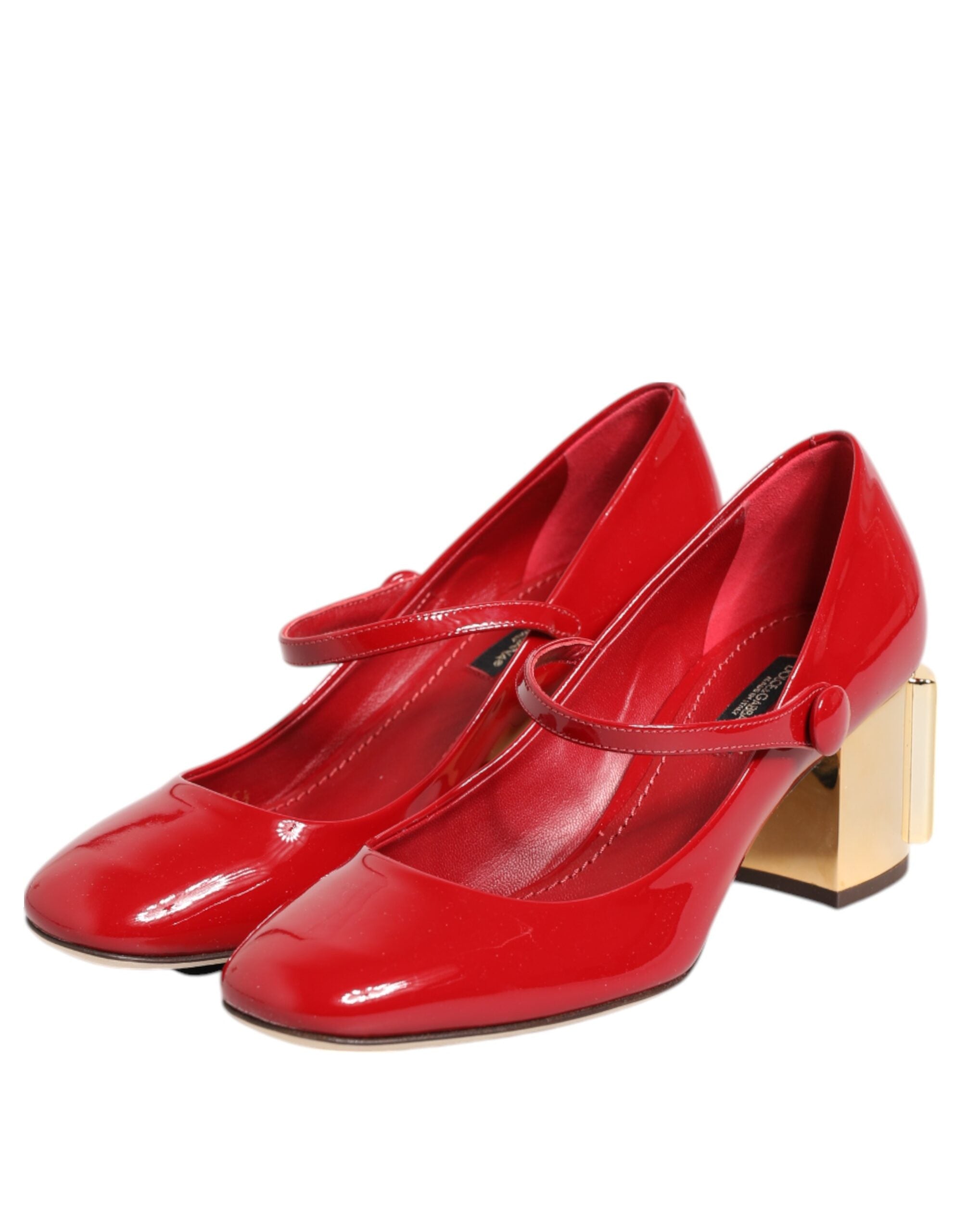 Sandali con tacco in pelle rossa con logo DG