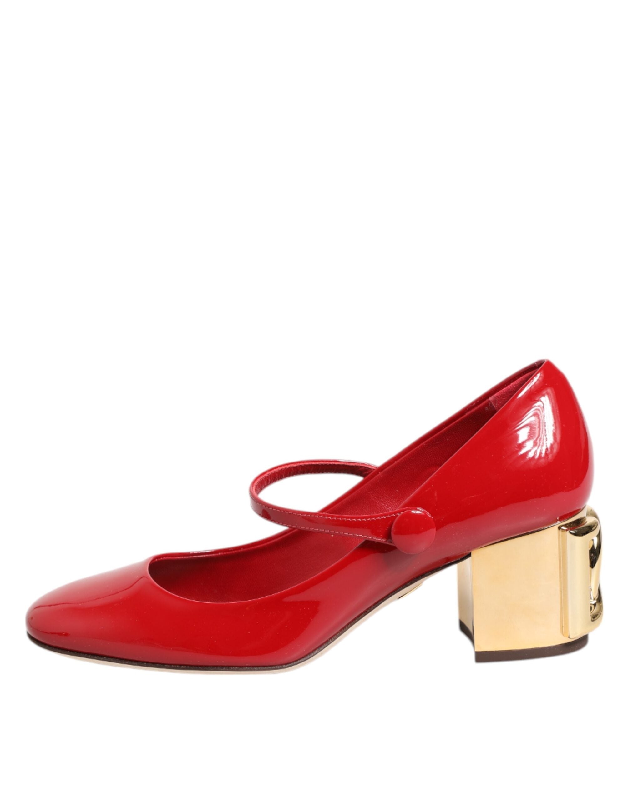 Sandali con tacco in pelle rossa con logo DG