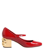 Sandalen aus rotem Leder mit DG-Logo