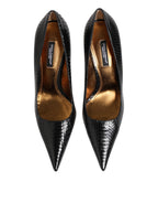 Black Exotic Leather Stiletto Pumps Shoes