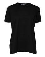 Schwarzes Goodluck T-Shirt aus Baumwolle mit Rundhalsausschnitt