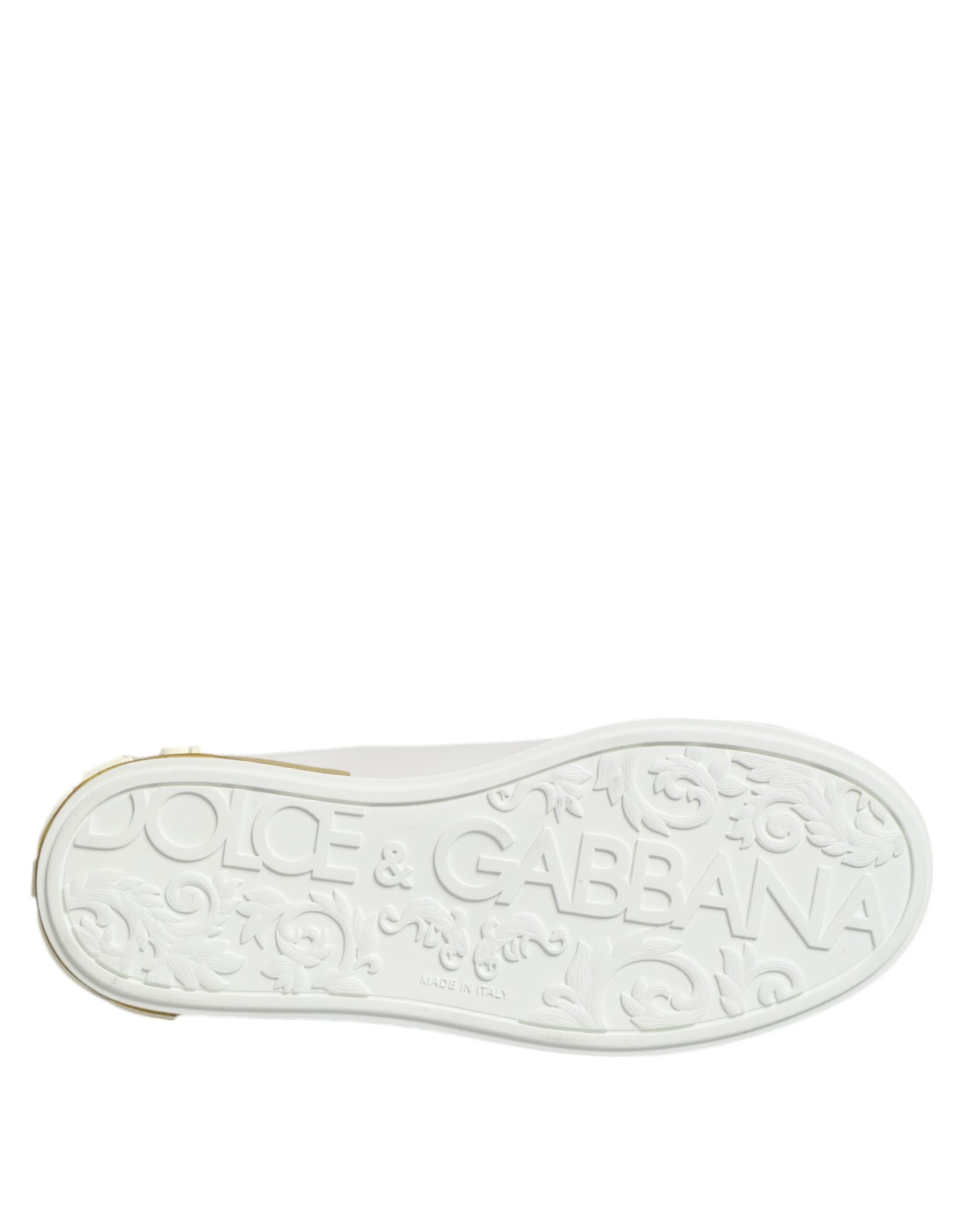 Weiße Gelbe Leder-Low-Top-Sneakers
