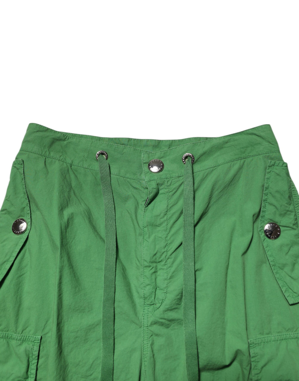 Grüne High Waist Cargo-Hose aus Baumwolle