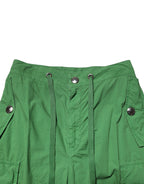 Grüne High Waist Cargo-Hose aus Baumwolle