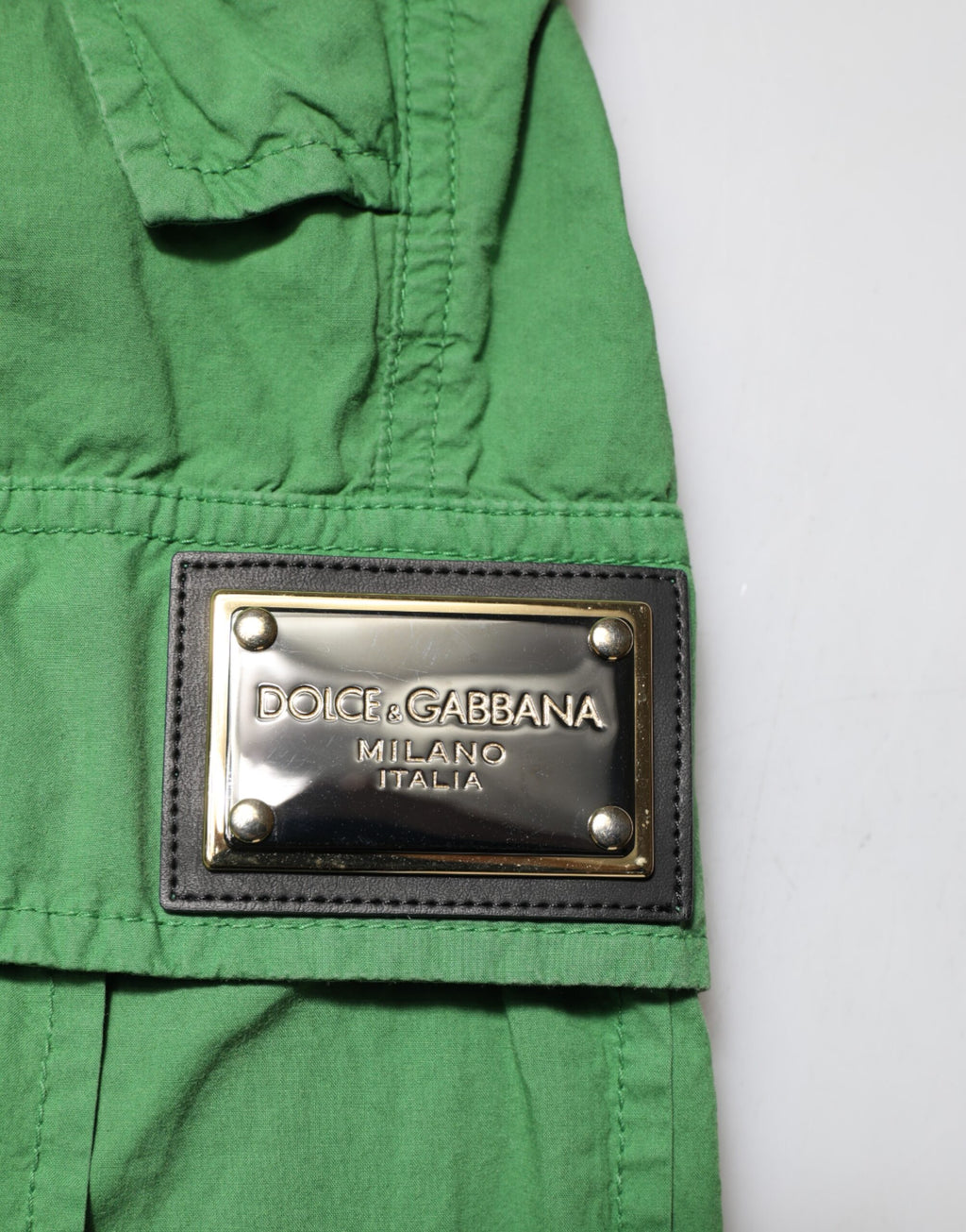 Grüne High Waist Cargo-Hose aus Baumwolle