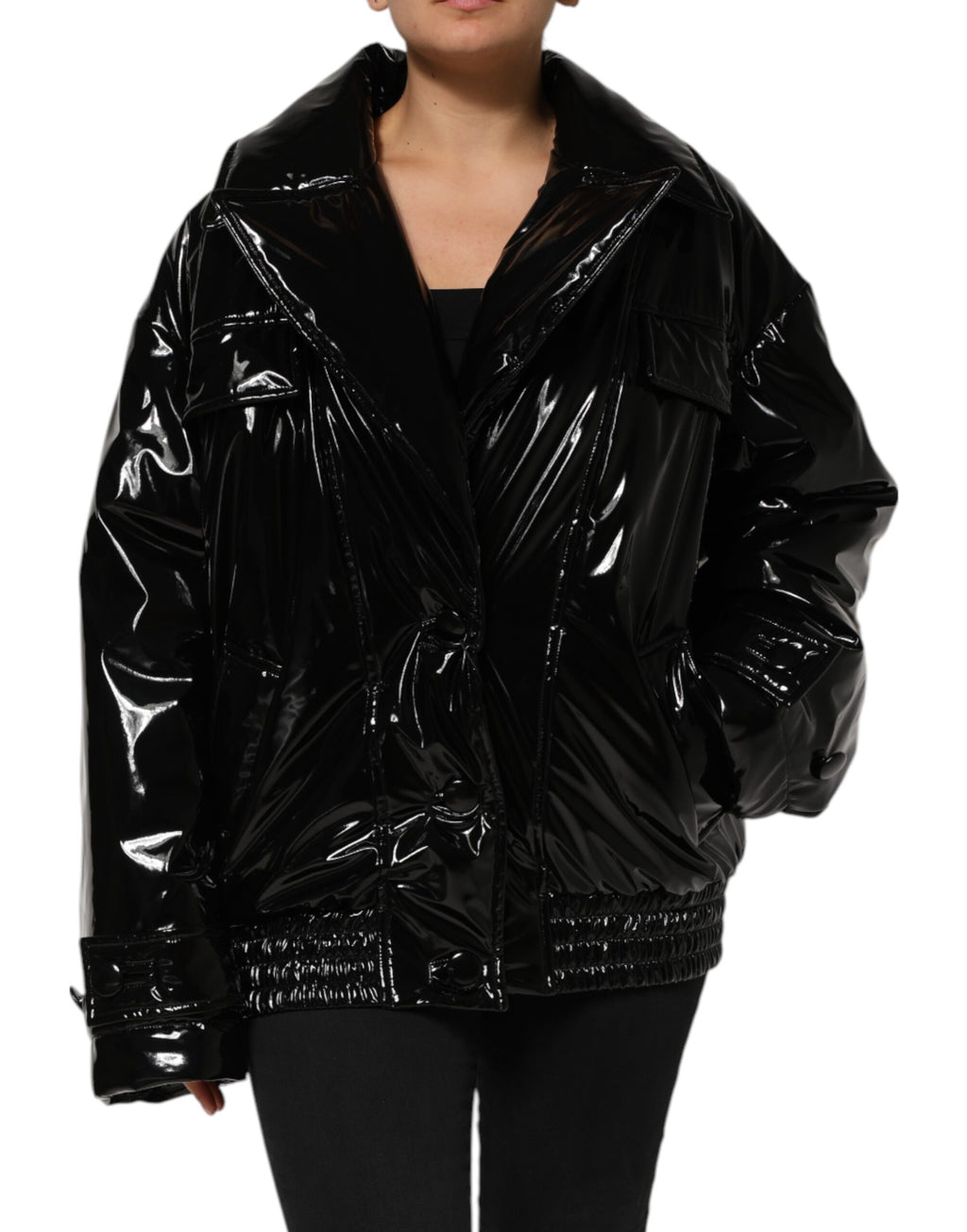 Polyester Schwarze Steppjacke Daunenjacke