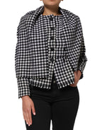 Mehrfarbige Wolljacke mit Monochrommuster