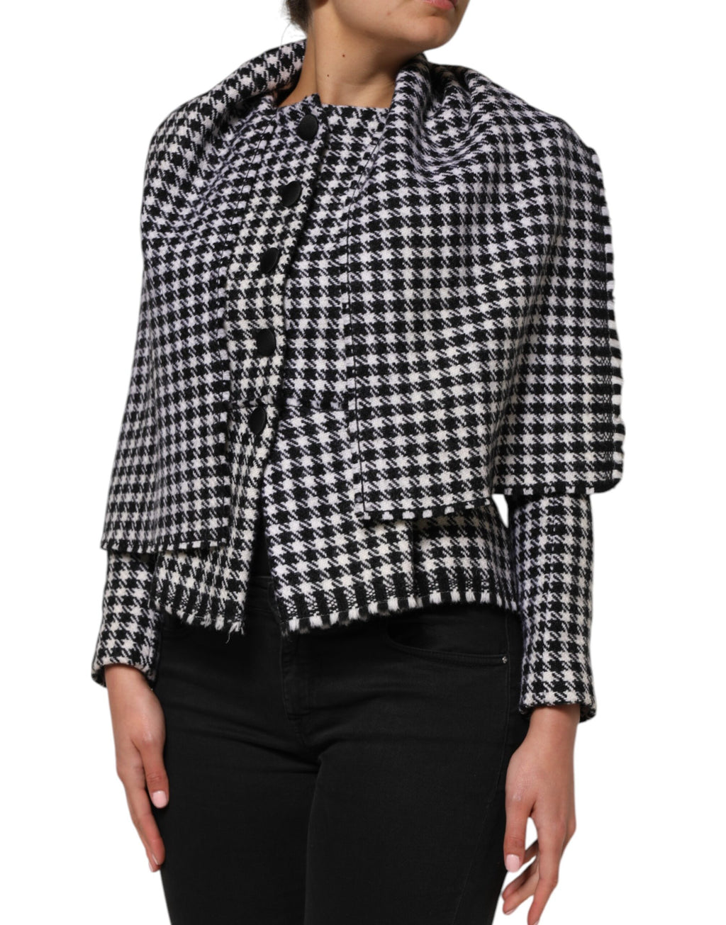 Mehrfarbige Wolljacke mit Monochrommuster