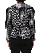 Mehrfarbige Wolljacke mit Monochrommuster