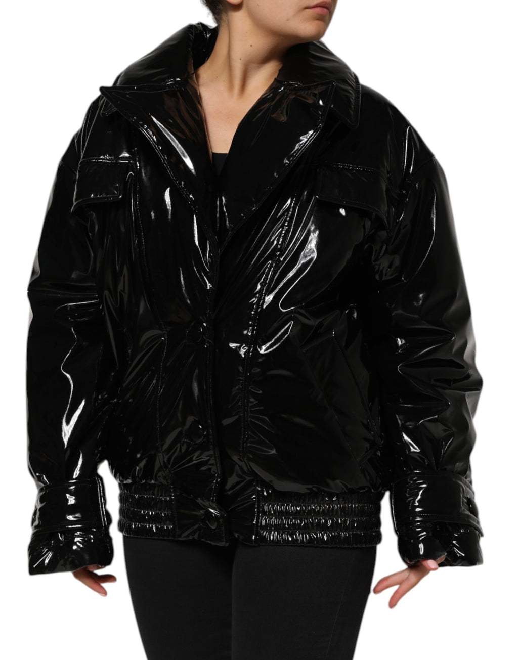 Schwarze Steppjacke aus Polyester