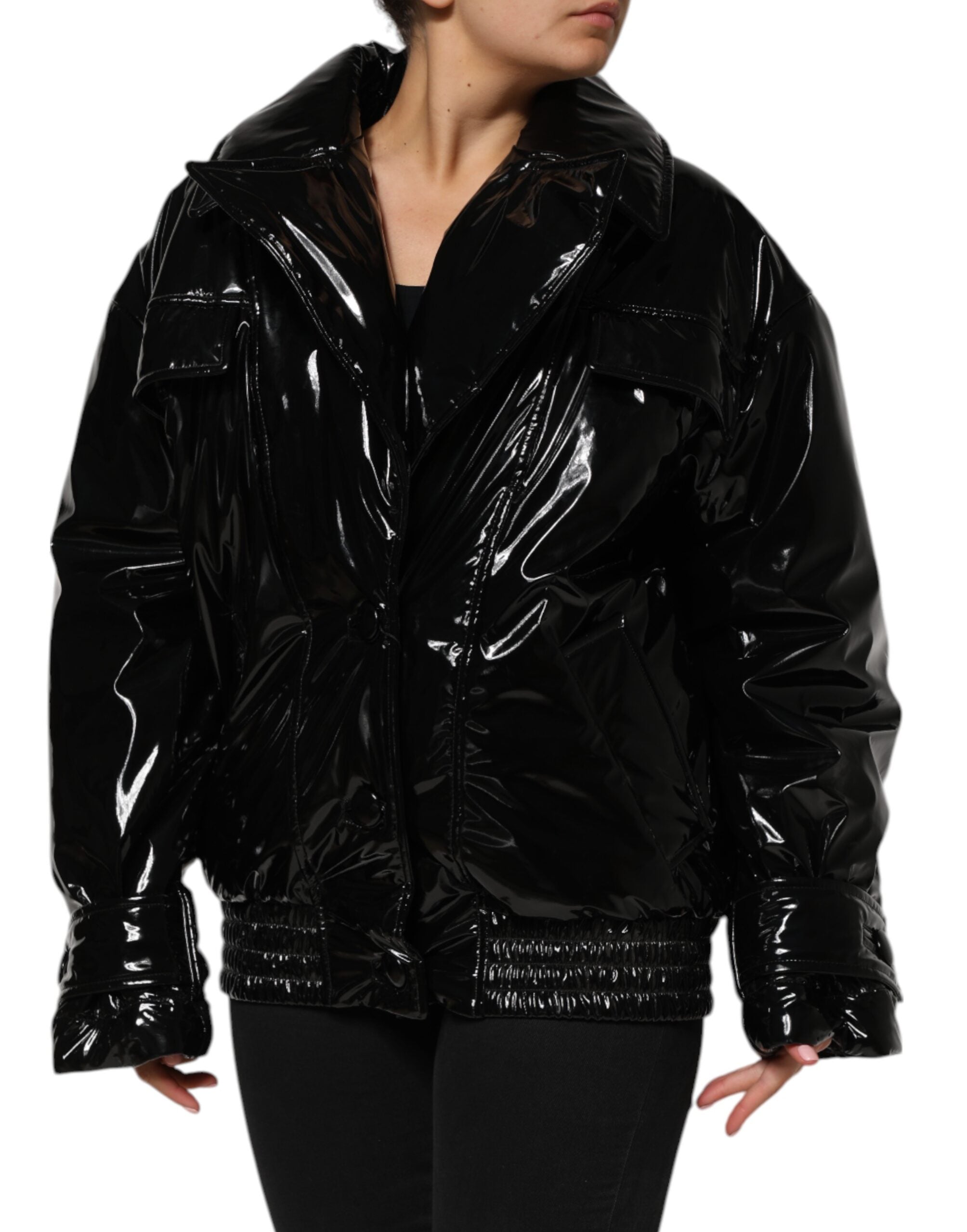 Schwarze Steppjacke aus Polyester